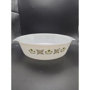 Vintage Anchor Hocking Green Meadow 2 Qt Cassorole Dish 438 Fire King